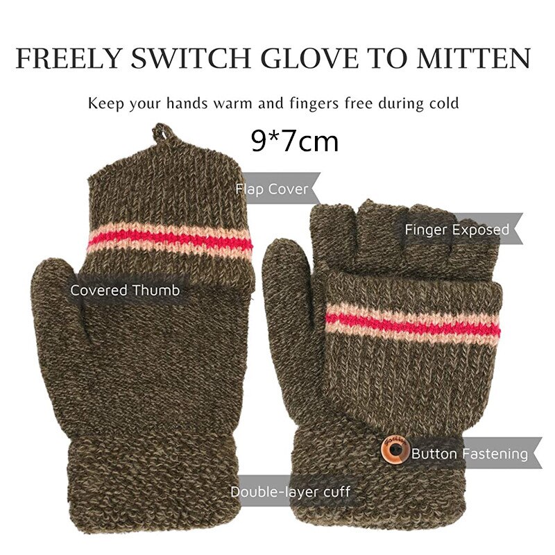 Outdoor Warme Handschoenen Kinderen Winter Half-Vinger Handschoenen Voor 4-8years Jongens En Meisjes Zachte Gebreide Dikker Baby Warm wanten