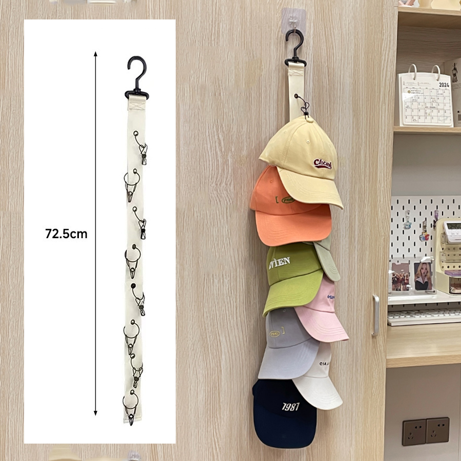 Hat Hooks Hanging with Hook with Metal Clips Hat Collections Caps Rack Hat Golf Caps Baseball Caps Home Organization Door Hooks: Cinza claro