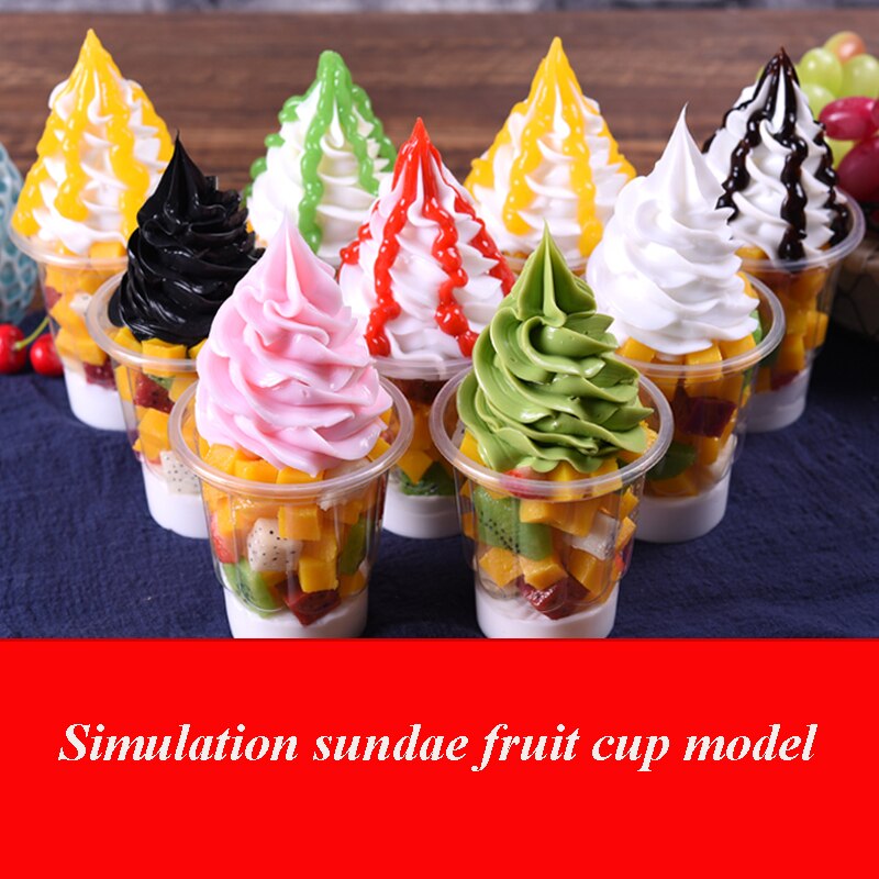 Simulation Sundae glace échantillon factice en plastique lait fruits Sundae modèle faux Sundae accessoires fenêtre affichage