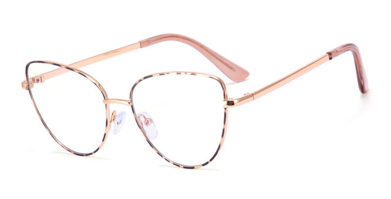 Kachawoo-gafas graduadas para mujer, lentes ópticas de metal, negro, dorado, retro, Ojo de Gato, accesorios para mujer, lente transparente: gold leopard frame