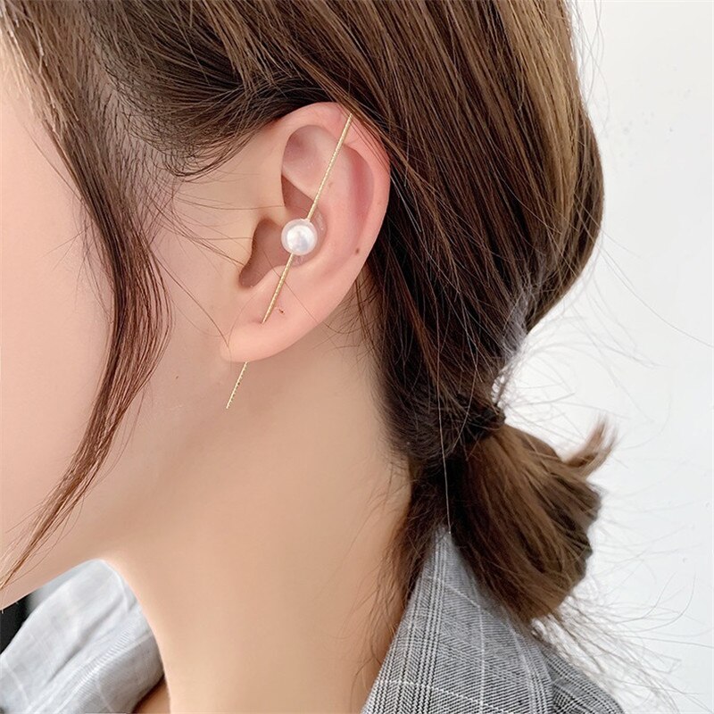 Aomu punk zirkonia strass metalen oorbel oorbellen voor vrouwen slash omringende oorschelp oorbellen op meerdere manieren te dragen: F