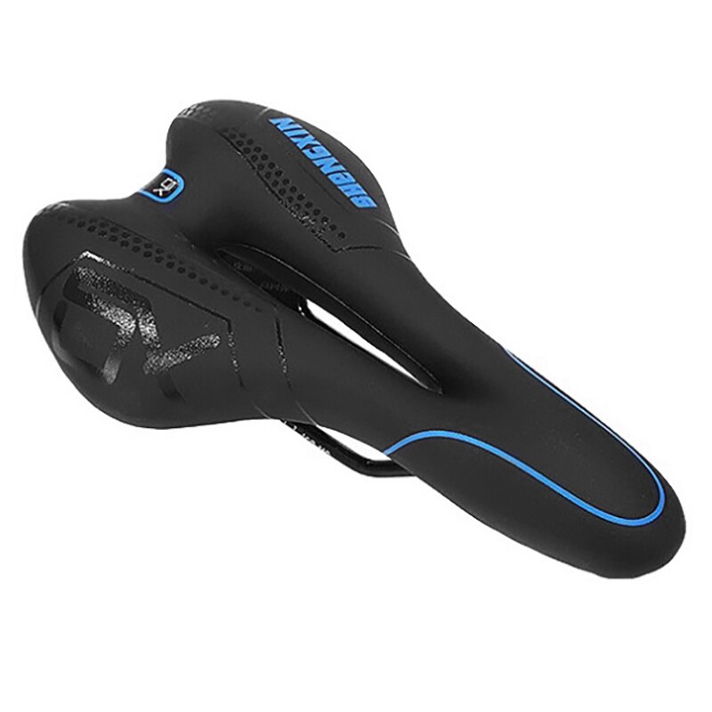 SHENGXIN Mountain Bike Saddle Seat Middle Waterproof Hollow Breathable Road MTB Bicycle Seat Cushion Bicycle Accessories: Blue