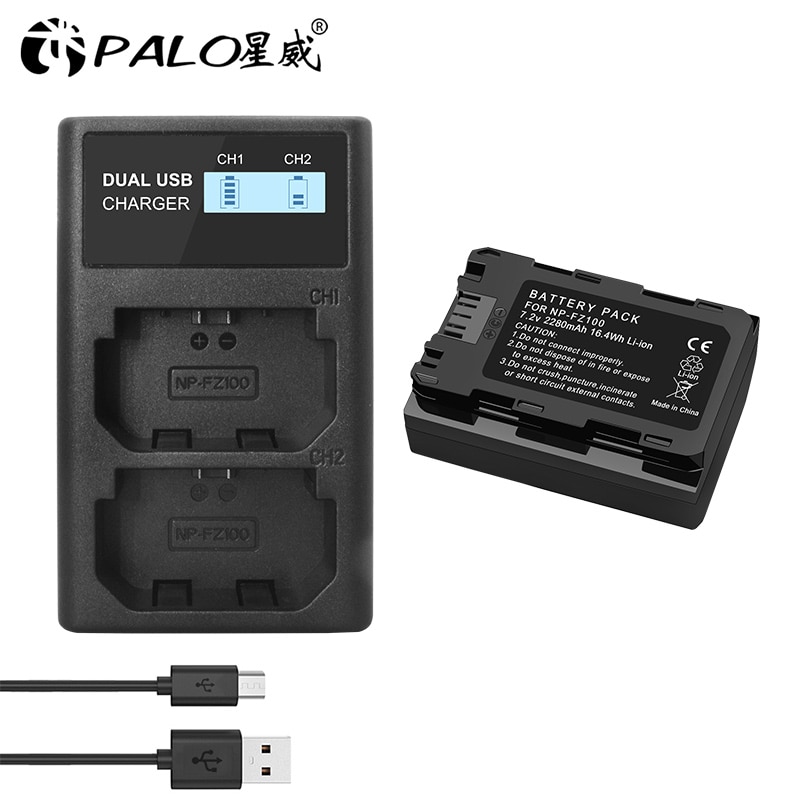 Voor Sony Batterij 7.2V 2280Mah NPFZ100 Np FZ100 Batterij + Lcd Dual Usb Oplader Voor NP-FZ100 Camera Batterij a9 A7R Iii A7 Iii A6600