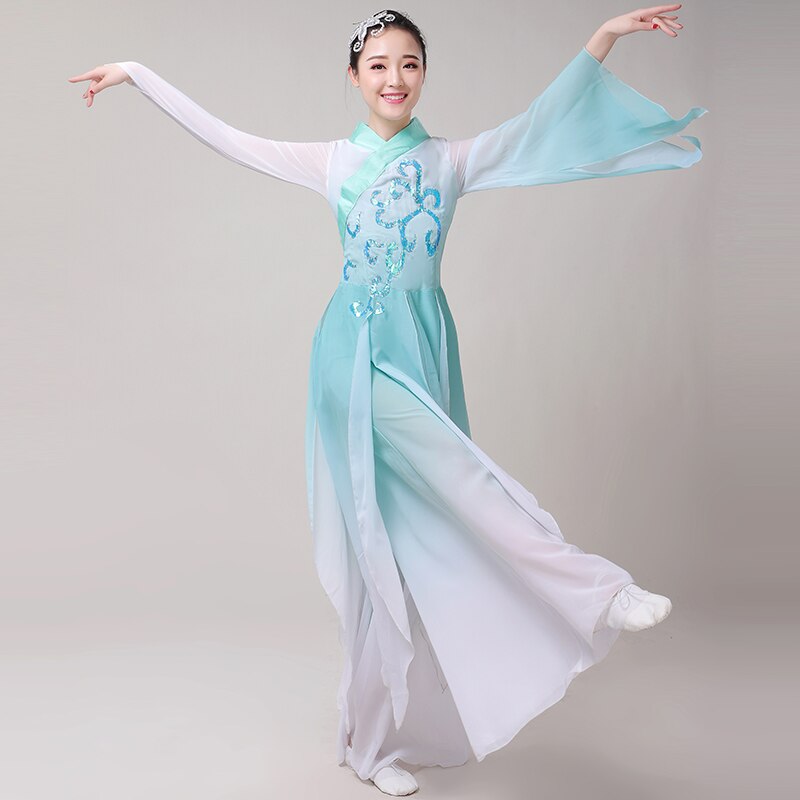 Kinesisk folkedans kostume til kvinde klassiske danse kostumer dame fan dans kostume