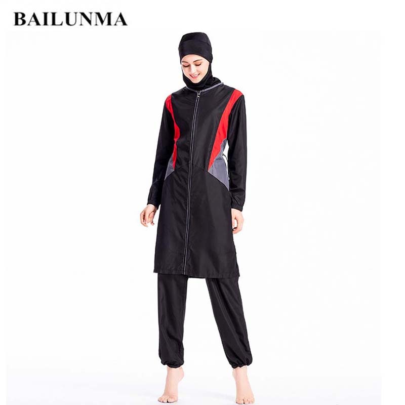 BAILUNMA Burkinis Muslim Swimwear Women Islamic Swim Wear Maillot de bain femme Loose Conservative Full Cover Thin Sportswear