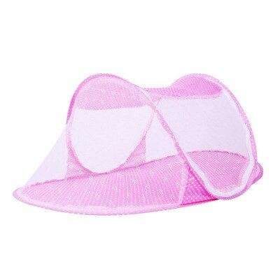 Baby outdoor tent child baby foldable free installation bottom encryption zipper yurt bracket mosquito net: pink