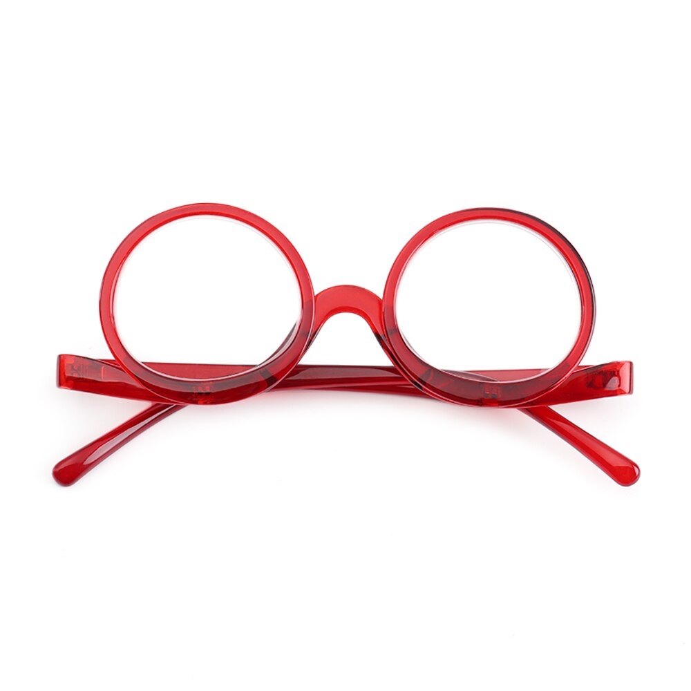 Rotating Magnifying Folding Magnification Eyeglasses Presbyopic Clamshell Makeup Eyewear Glasses Reading Glasses Lens +10~+40: 150 / red