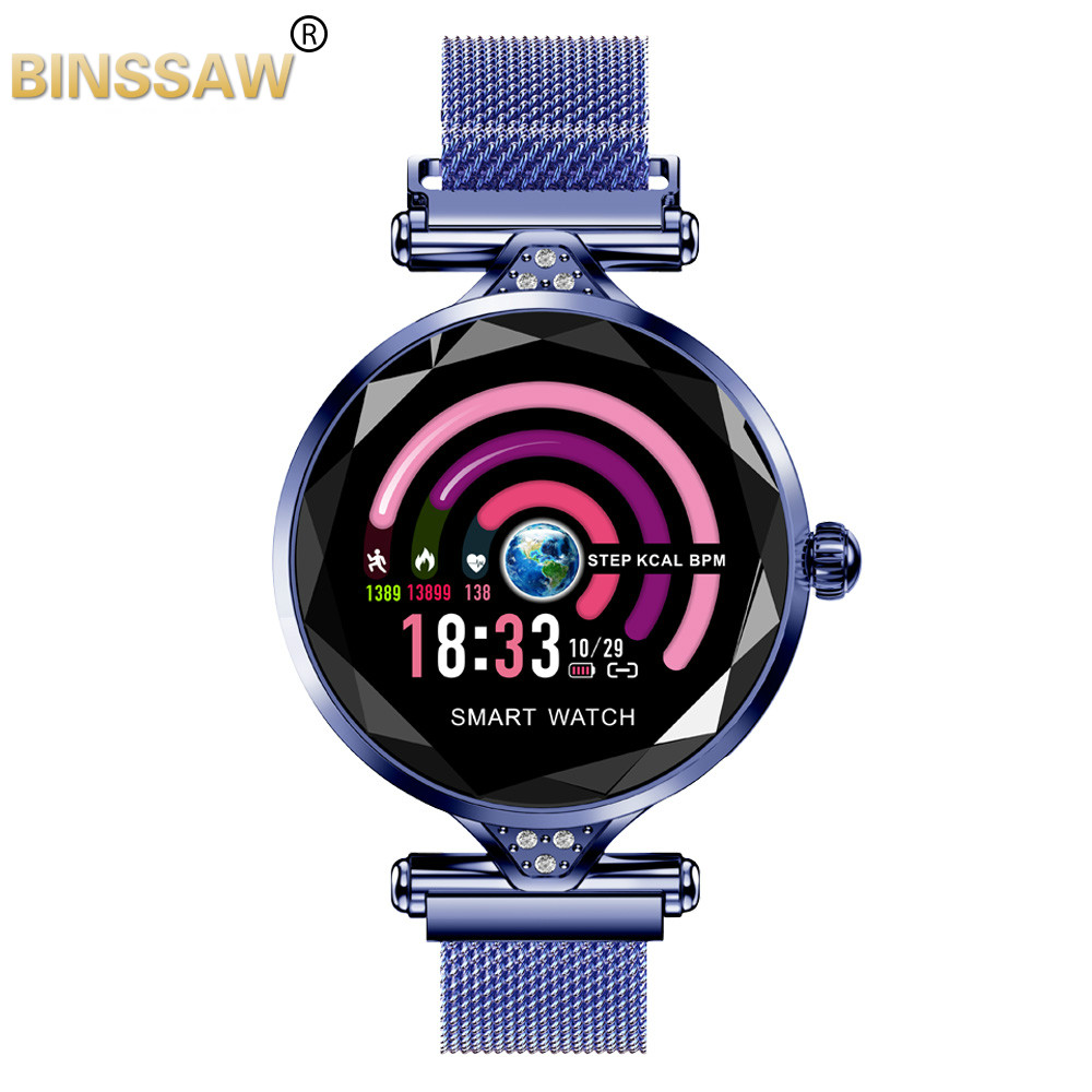 BINSSAW Frauen Smart Uhr Blutdruck Herz Rate Schlaf Monitor Schrittzähler luxus damen Smartwatch für Mädchen