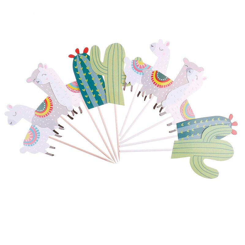 Silars Decorazioni Torta Alpaca, 12pzs Topper Torta Alpaca Animal Decorazioni Compleanno Cactus, Alpaca Cake Topper per Woodland Animal Tema Festa di Compleanno Decorazioni da Tavolo