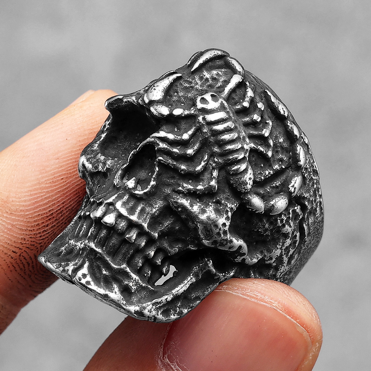 Anillos de calavera de escorpión para hombre, joyería de acero inoxidable para mujer, Punk, gótico, Rock, Vintage, negro, accesorios de elegantes, al por mayor