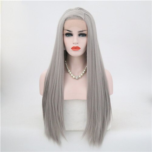 VREUGDE & BEAUTY 15 Stijlen Synthetisch Natuurlijk Smooth Lange Rechte Lace Front Pruik Hoge Temperatuur Fiber Voor Vrouwen Pruiken 28 inches: IMG-003