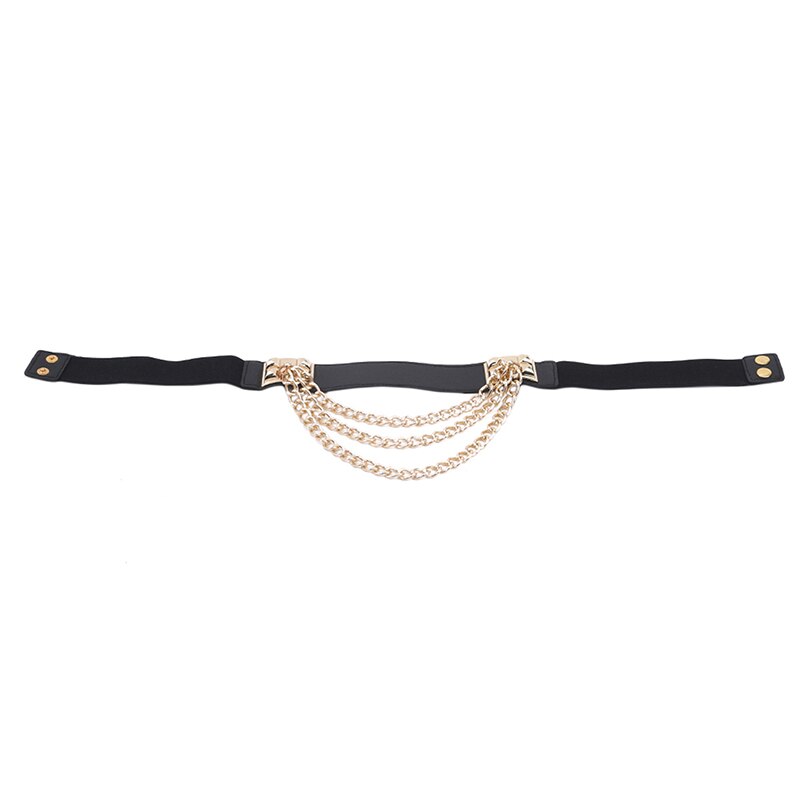 Elastic Dress Belt For Women Rivet Metal Gold Chain Waistband Ladies Leather Female Luxury Waist Punk Belt For Dresses