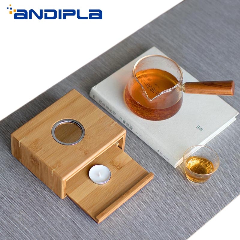 Bambusowy świecznik styl japońnarty podstawa grzewcza herbata kwiatowa podstawa grzewcza szklane czajniki świeca podgrzewane podstawy izolacyjne akcesoria