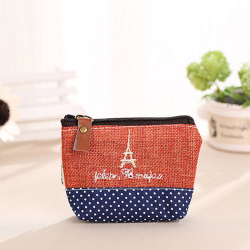 Frauen Geldbörse Nette Blume Druck Damen Kleine Brieftasche Tasche Headset Linie Beutel Kreditkarte Halter Lippenstift Tasche Mädchen: Orange