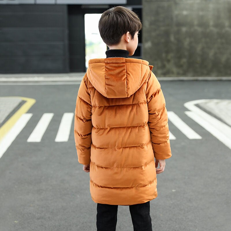 Inverno menino longo casaco parka adolescente casacos quentes casaco para crianças jaquetas pleuche adolescentes meninos inverno hoodies outerwear 5-14 t