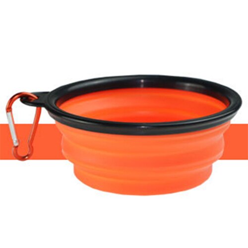 Silicone Collapsible Foldable Dog Bowl Candy Color Outdoor Travel Portable Puppy Food Container Water Feeder Dish Feeding Bowl: Orange