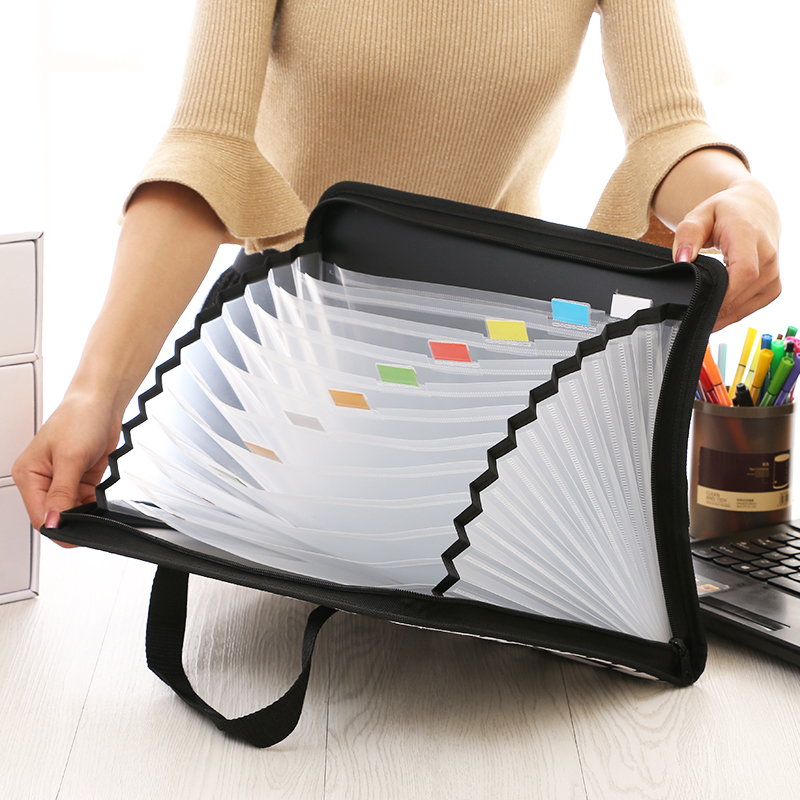 13 layers file organizer canvas folder A4 multi-folder student paper folder Oxford zipper bag business documentd holder