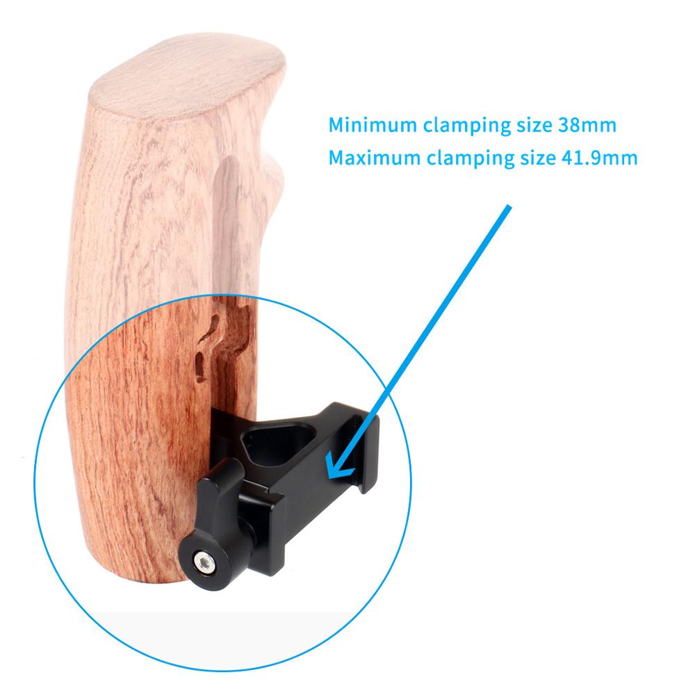 BGNing Left Wooden Handle Grip for DSLR Cameras Cage Rig QR L Plate Board w/ Quick Release Clamp and Top Cold Shoe Mount Bracket