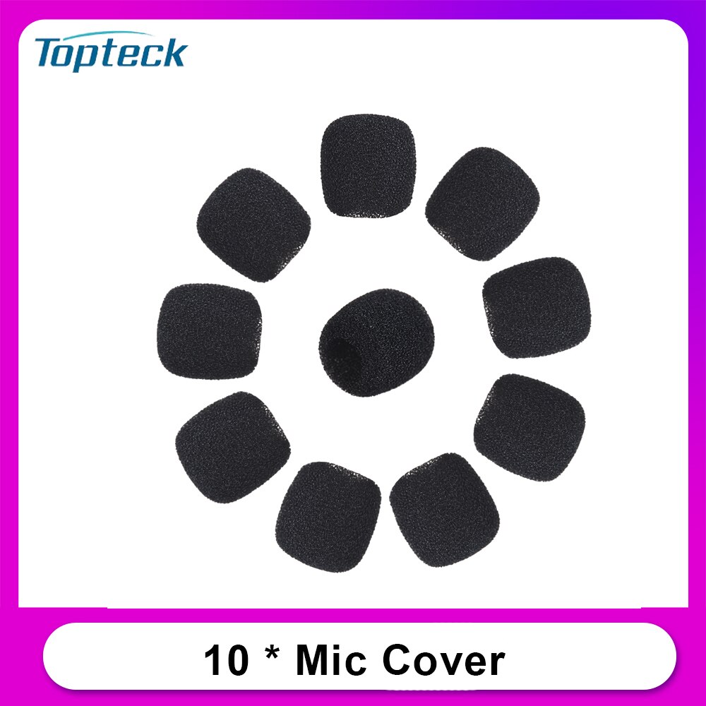 Mini Revers Headset Microfoon Voorruit Mic Foam Cover, Zwart 10-Pack