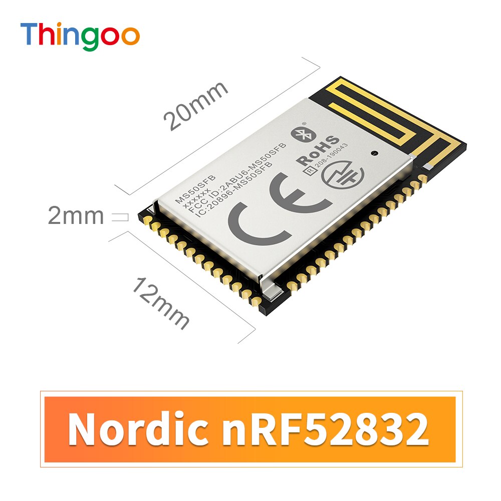 Iot Ble 5.0 Module 2.4Ghz Bluetooth Ontvanger Laag Energieverbruik Nrf52832 Module Met Pcb Antenne