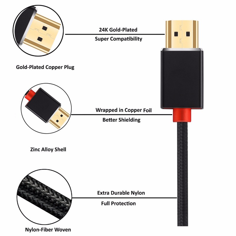 Lungfish High Speed HDMI Cable with ARC Ethernet Newest Standard Supports 1080p 3D Audio Return, Ultra HD 1m 2m 3m 5m 10m