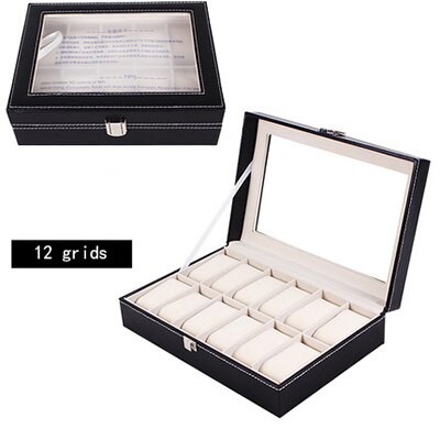 2/3/6/10/12 Grids Watch Jewelry Box Man Organizer For Watches Leather Watch Box Case Jewelry Display Case Packaging: 12grids