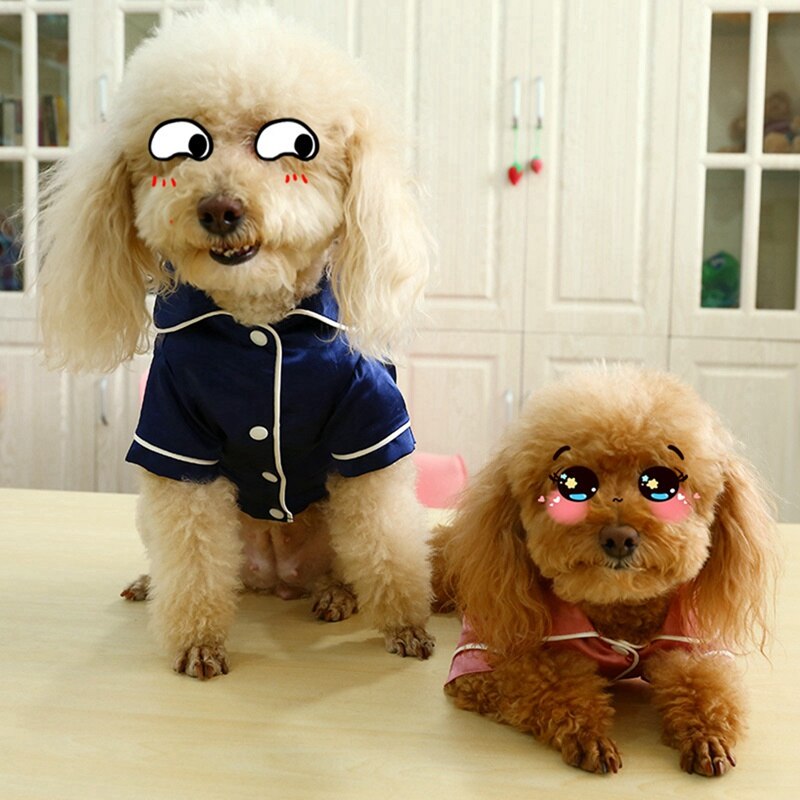 Hund pyjamas blød silke hund jumpsuit tøj kat hvalp skjorte kæledyr homewear pink sort kæledyr pyjamas m