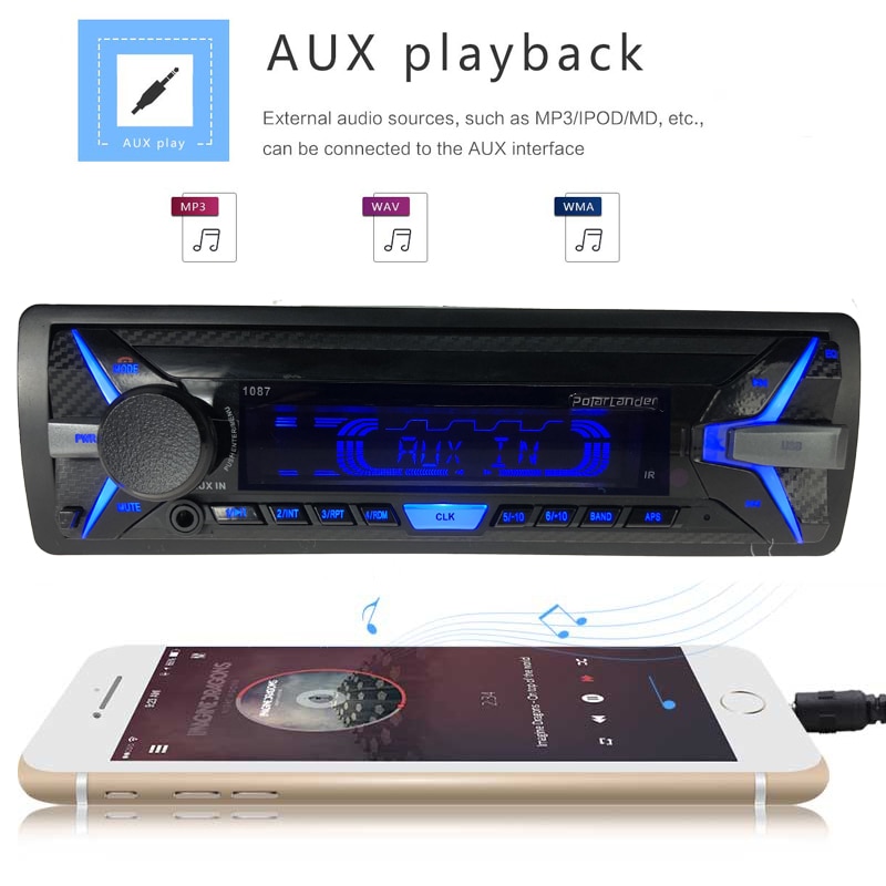 Car Radio Player Audio Stereo Music Player Car Kit In-Dash FM Stereo RDS Audio 1 din AUX/SD/USB MP3 Player Removable Front Panel