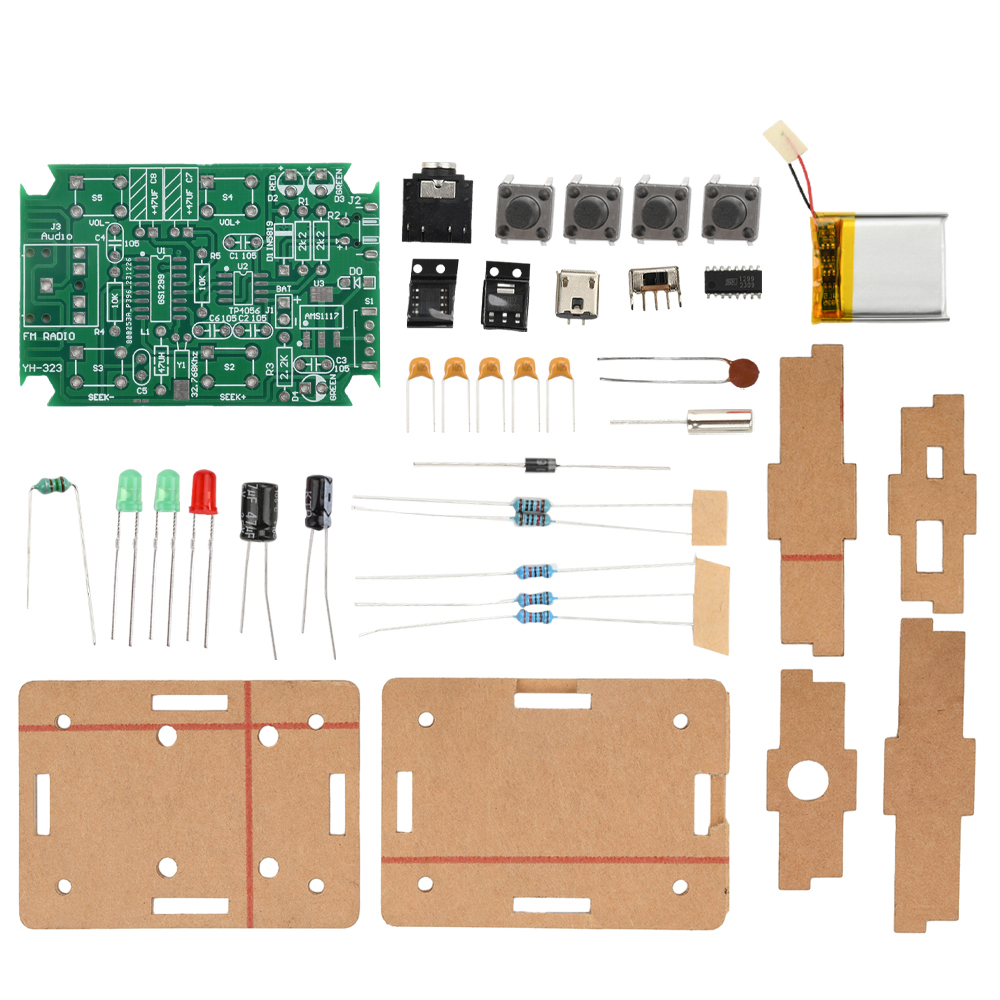 Kit eletrônico diy de rádio estéreo fm digital, 76-108mhz gs1299 dc 5v receptor sem fio prática de solda peças soltas