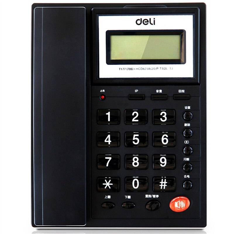 Deli 786- zits telefoonset met snoer, scherm, draaibare telefoon, nummerweergave en geheugen, kantoor, thuis