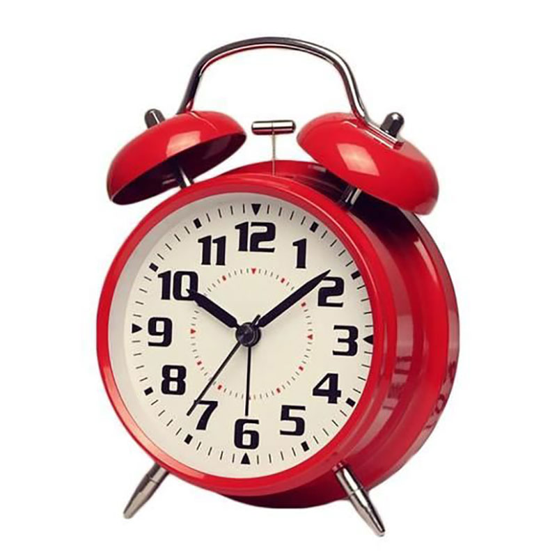 Simple Metal Alarm Clock Cute Ingenious Mute Night Light 4 Inch Digital Student Bedside Alarm Clock Loud Red and White