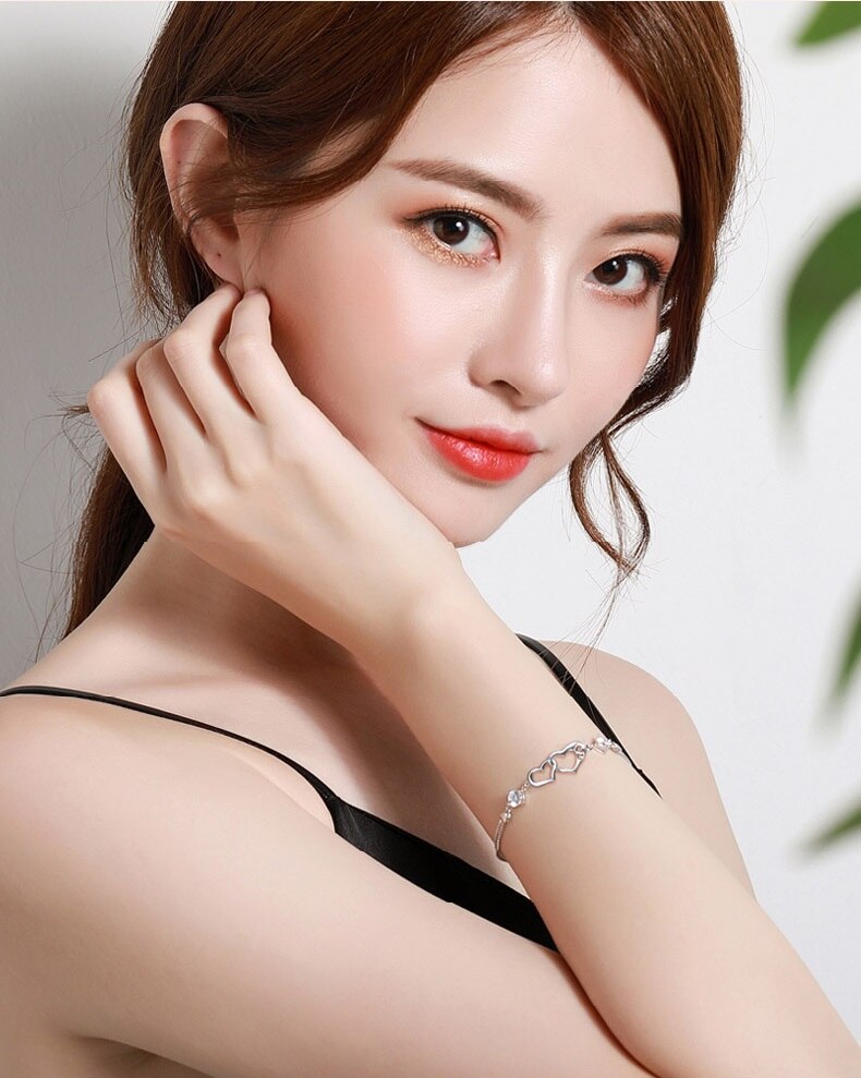 Jewelrytop 925 Sterling Zilveren Classic Crystal Heart Armbanden Bedels Voor Vrouwen Party Bruiloft Sieraden