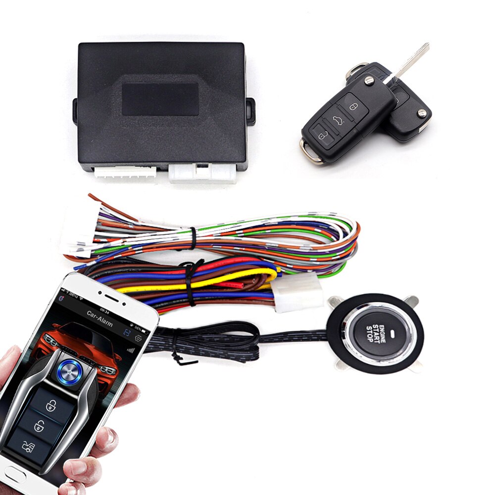 Car Alarm System Engine Ignition Start Stop Button Push Start System Remote Start Phone APP Control Car Kit Central Locking Car: UTE-808(BT)