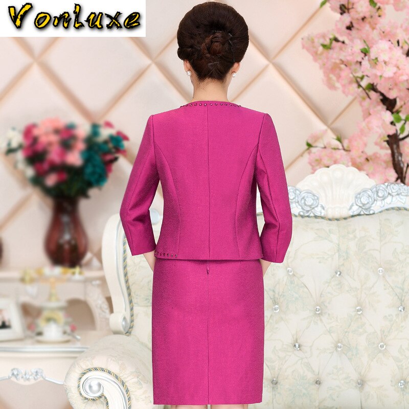 Trajes Vintage para mujer, chaqueta, Bodycon, lápiz, vestido Midi, Oficina para mujer, , Formal, trabajo, boda, conjunto de dos piezas