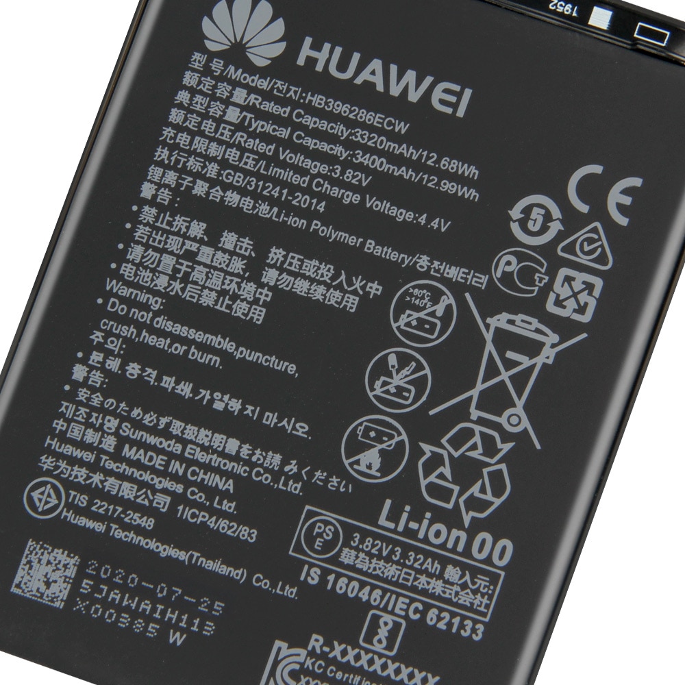 Bateria de substituição original hb396286ecw para huawei honor 10 lite honor10 lite pour p smart 2019 honra 20i 10i desfrutar 9s 3400mah