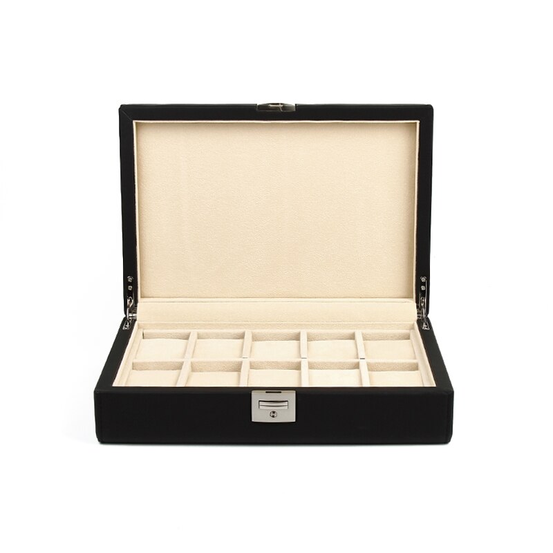 high-end PU leather hand 10-digit watch storage box 4-digit watch jewelry box with lock watch storage display box