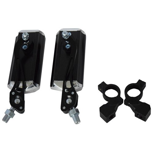 1 par 360 roterende fjellvei motorsykkel sykkel bakspeil sykling rektangel speil reflektor sykkel styre tilbehør: Sorte speilbaser