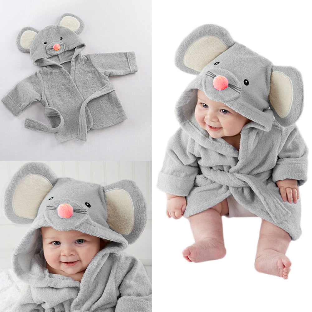 Cute Toddler Kids Girl Boy Bath Robe Sleepwear Soft Cartoon Pajamas Nightwear