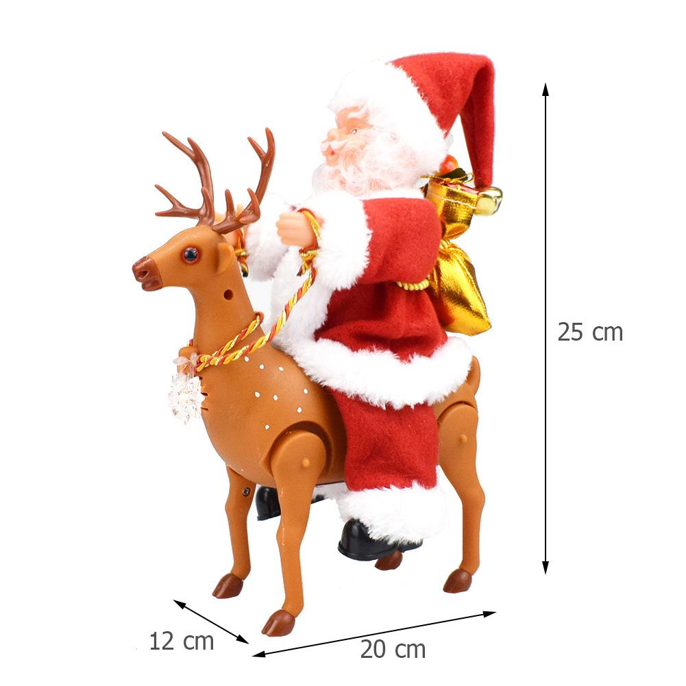 Santa Claus Riding Deer Doll Electric Music Kid Toy Xmas Decor Ornament Creating Cheerful Beautiful Atmosphere Toy