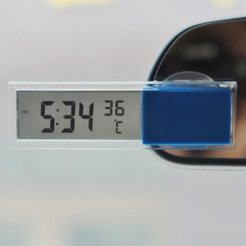 Mini 2 in 1 LCD Digital Auto Auto Lkw Uhr Thermometer mit Saugnapf AG10 Geschmack Zelle Batterie Betrieben 90x 27x15mm
