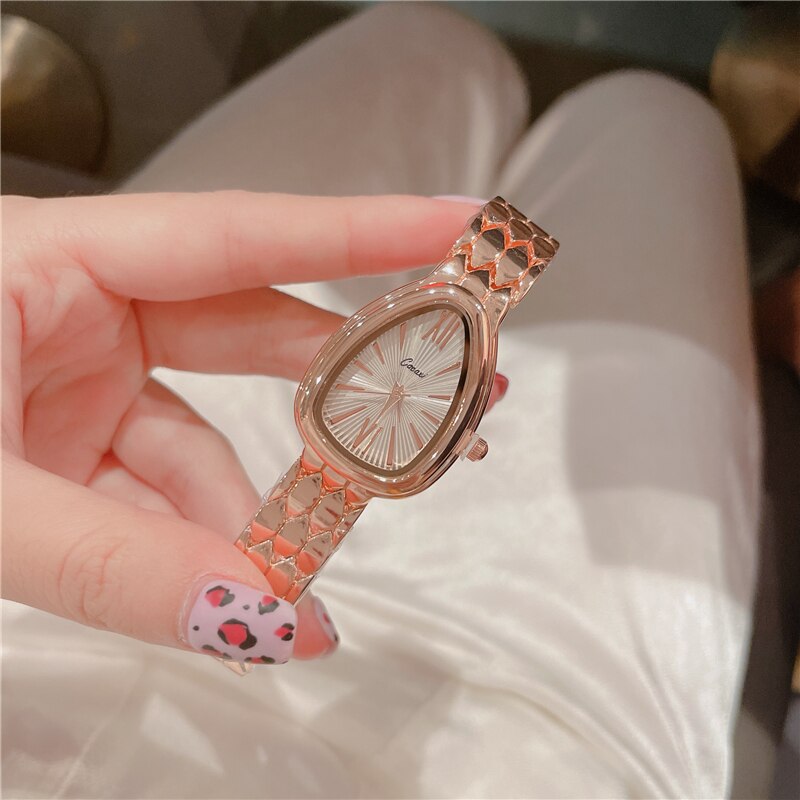 Armbånd dame quartz ur slange hoved form urskive meget smuk guld dame ure første valg  a512: Rose