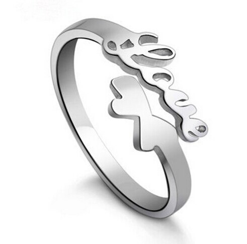 Anenjery Trendy Mode Zilveren Kleur Vrouwen Opening Ringen Liefde Trouwring Anel Feminino S-R49