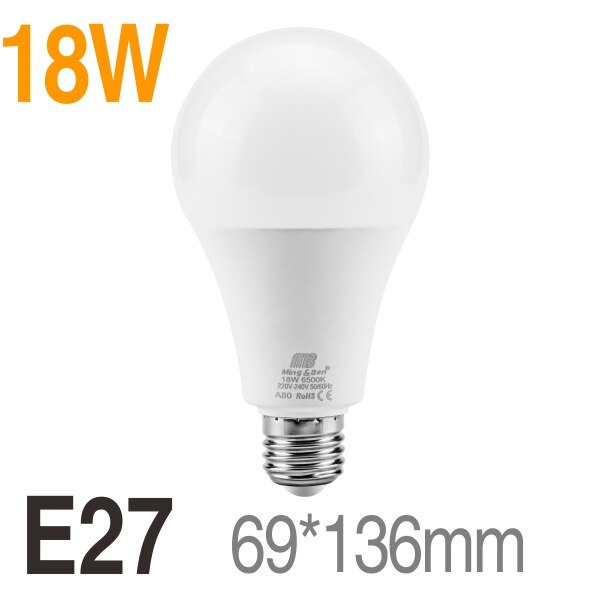 2 STUKS Led-lampen LED E27 9W 12W 15W 18W AC220V Real Power LED Lamp LED bombilla Verlichting Warm Wit Koud Wit Dag Wit Lampada: 18W / Day White