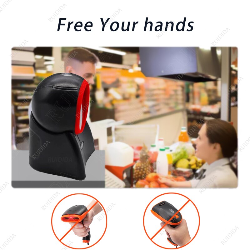 Platform Barcode Scanner 1D 2D Desktop Bar code Scanner Omnidirectional Hands-free Barcode Reader Kiosk Reader QR code PDF barra