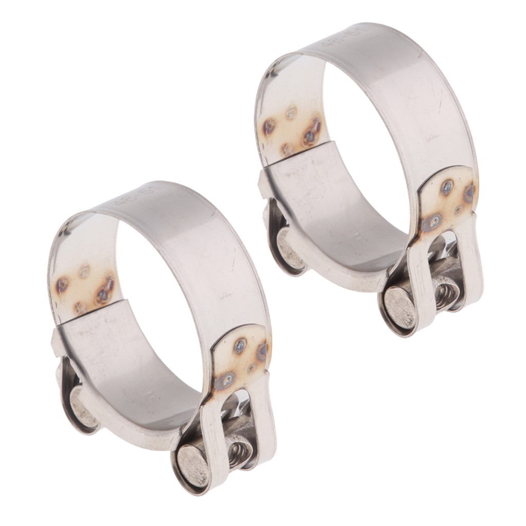 2pcs Motorcycle Exhaust Clamp /Clip/ Bracket / Banjo Stainless Steel 48-51mm