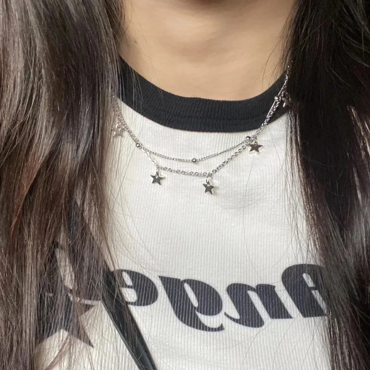 Kpop Goth – collier chaîne avec pendentif étoile couleur argent pour femmes et hommes, Egirl Y2K Cool EMO Punk, bijoux esthétiques Grunge,: Rouge rouille