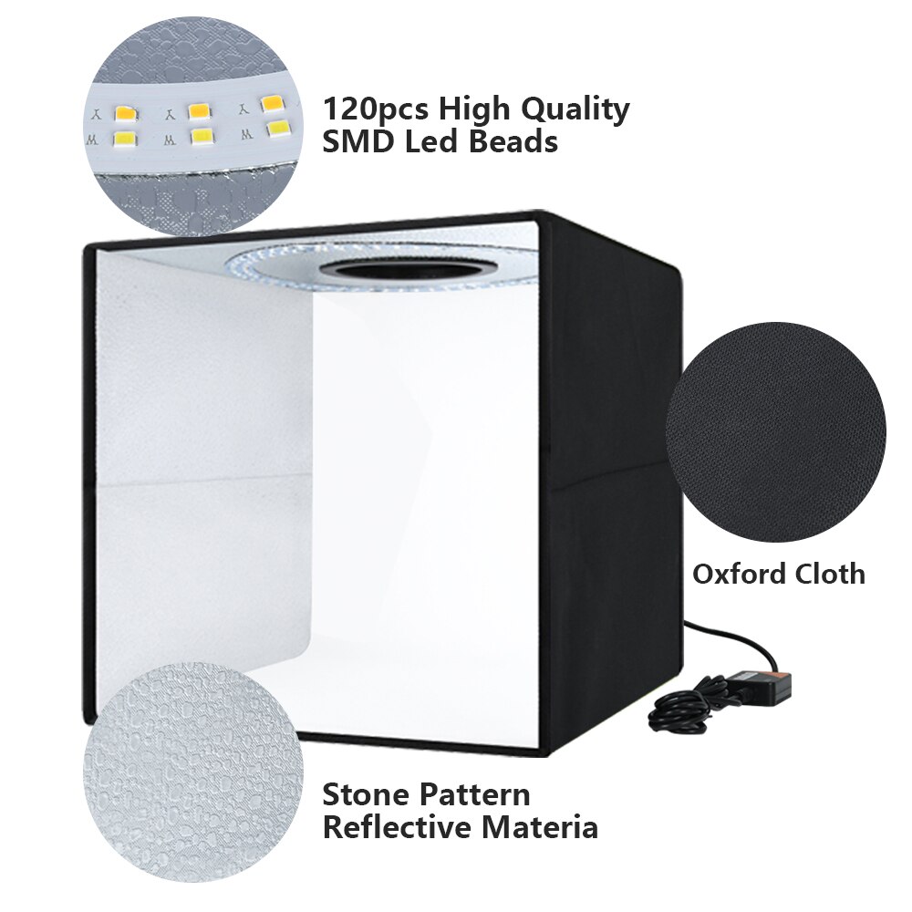 SAMTIAN Light Box Foldable Softbox 30*30 cm LED Photo box Dimmable With 6 Colors Backdrop Photography Studio Shooting Tent Box
