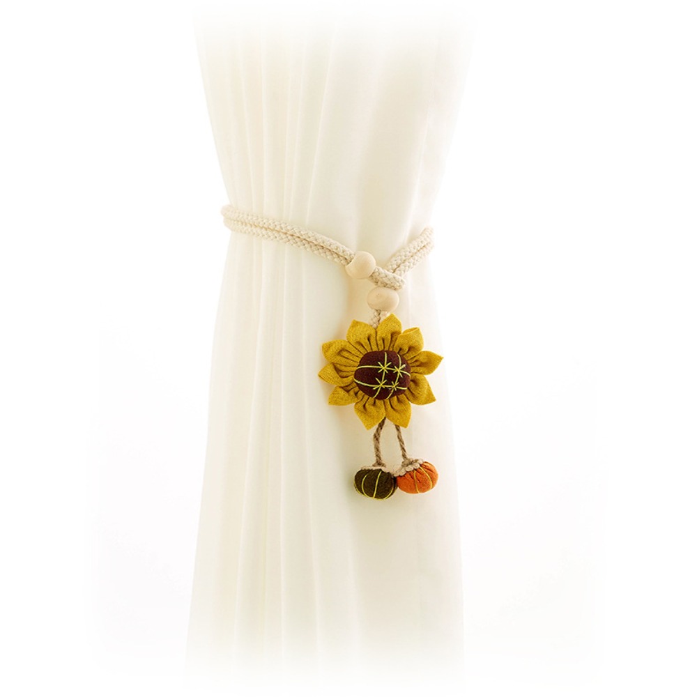 2PCS Adjustable Curtain Tie Sunflower Doll Flower Shape Curtain Rope Holders Cartoon Curtain Buckle Home Decor