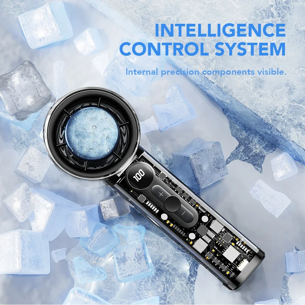 Portable Handheld Fan - 100-Speed Turbo Cooling, 3000mAh Rechargeable, High Wind Outdoor Mini Fan with Adjustable Airflow