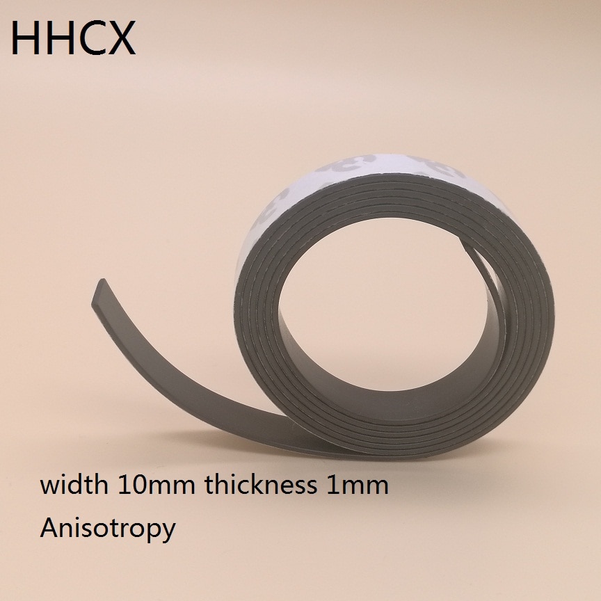 1 meter / parti anisotropi gummimagnet 10*1 mm med 3m selvklæbende fleksibel magnetstrimmel magnetbåndbredde 10mm tykkelse 1mm